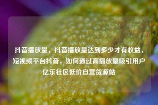 抖音播放量，抖音播放量达到多少才有收益，短视频平台抖音，如何通过高播放量吸引用户亿乐社区低价自营货源站